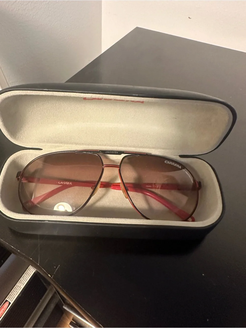 Carrera Red Frame Brown Gradient Aviator Sunglasses